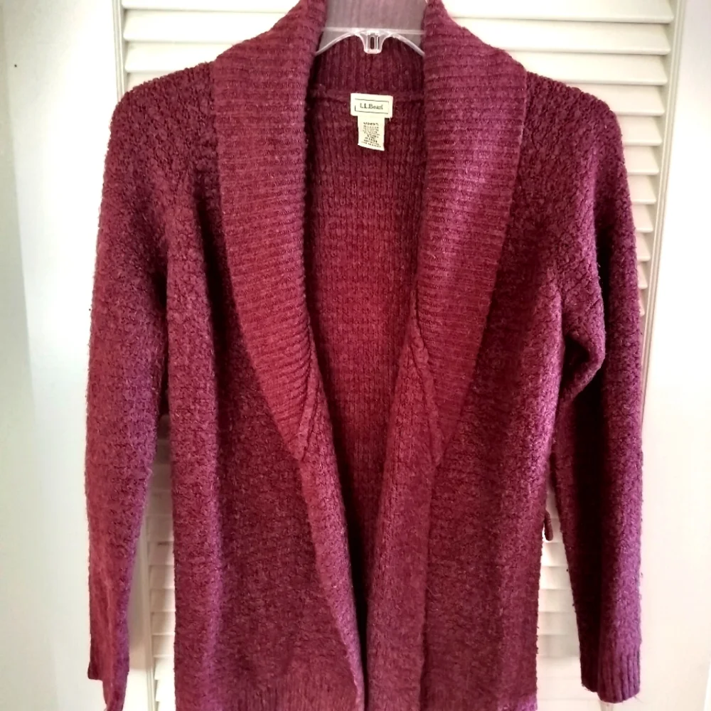 LL Bean Shawl Collar Women's Cardigan Size Small Cranberry - Picture 1 of 6